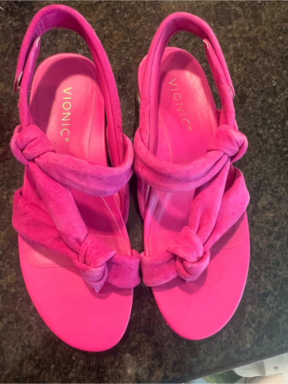 Vionic Bright Pink Knotted Slingback Sandals